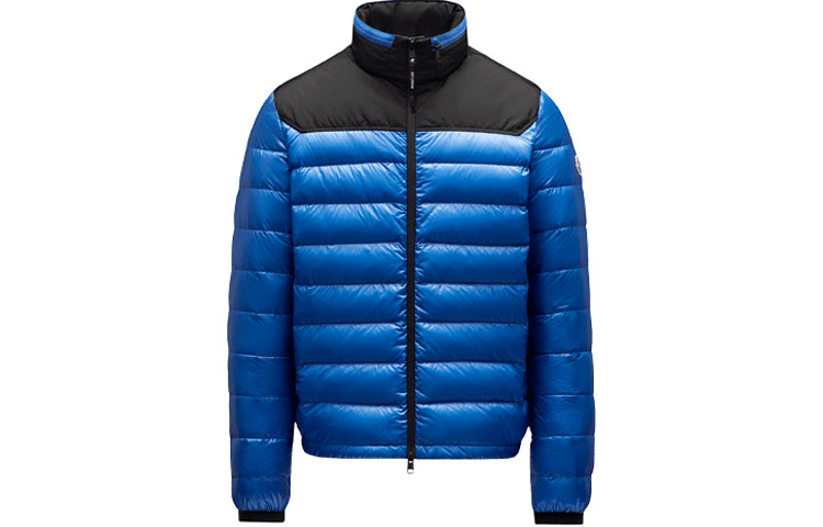 Мужской пуховик Moncler с высоким воротником (синий)