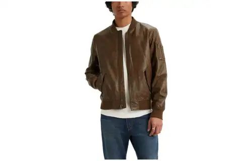 Levis Jackets Men's Brown Stand Collar Moderate Other