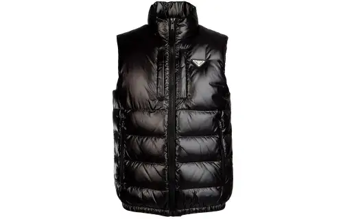 PRADA Down Vests Men's Black Stand Collar Moderate Other