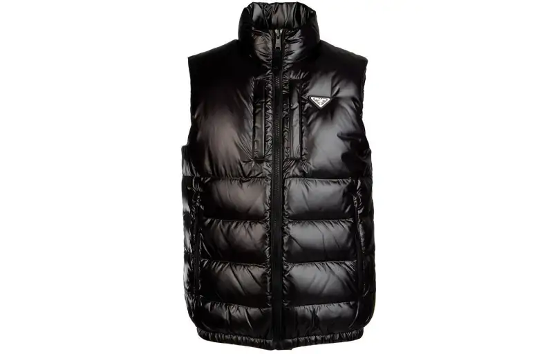 PRADA Down Vests Men's Black Stand Collar Moderate Other