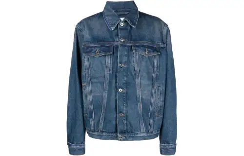 OFF-WHITE zip-embellishment denim jacket