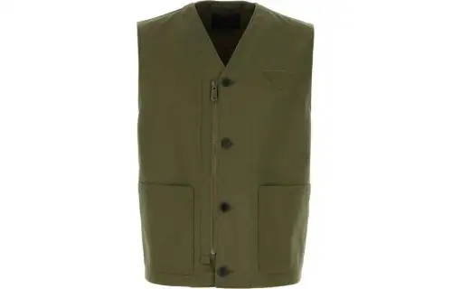 PRADA Vests Men's Khaki V Neck Moderate Other