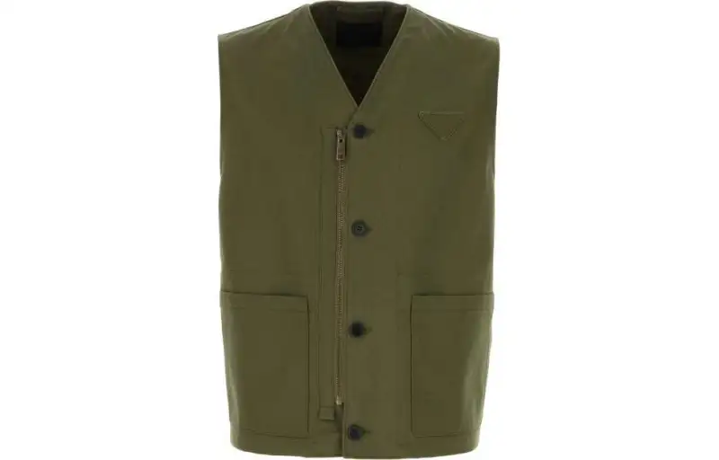 PRADA Vests Men's Khaki V Neck Moderate Other