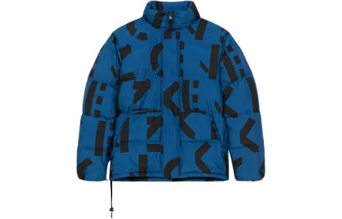 KENZO Letter Stand Collar Loose Fit Down Jacket Men's Dark Blue