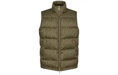DIOR Vests Men's Green Stand Collar Moderate Other