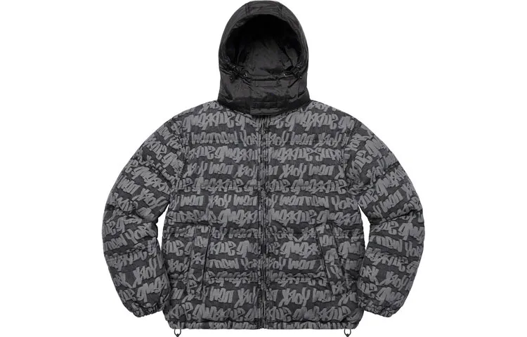 Supreme Fat Tip Jacquard Denim Puffer Jacket