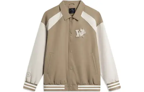 LiNing Wade Series Lapel Letter Printed Woven Casual Long-Sleeved Sportswear Coach Jacket Men's Light Chestnut Brown