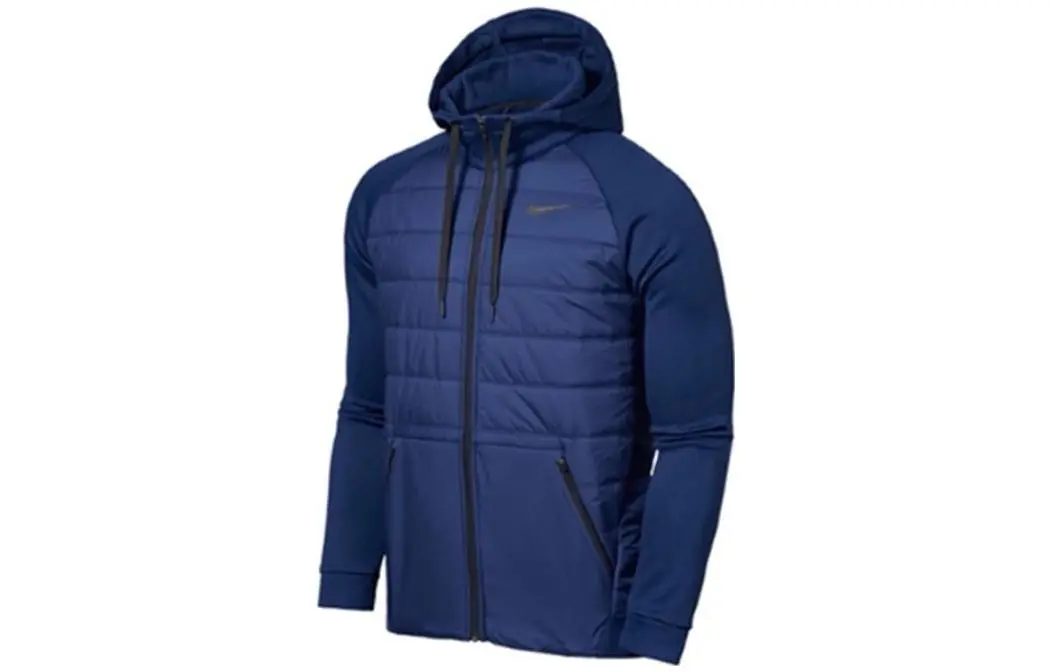 Nike Puffer Jackets Men's Blue Hooded (Non-detachable) Moderate Straight Fit