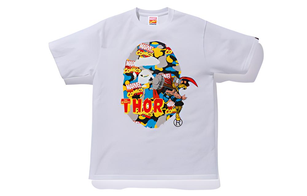 Футболка A BATHING APE x MARVEL Thor Print Tee (белая)