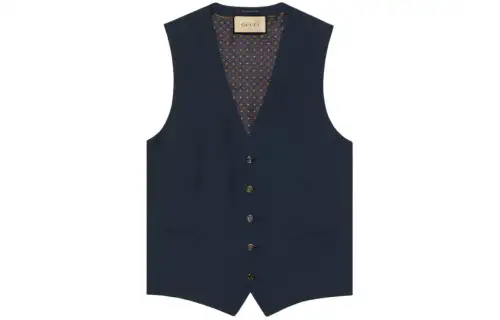 GUCCI Vests Men's Dark Blue V Neck Moderate Other