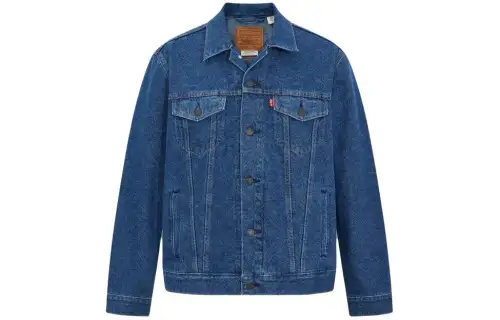 Levis Denim Jackets Men's Blue Lapel Moderate Straight Fit