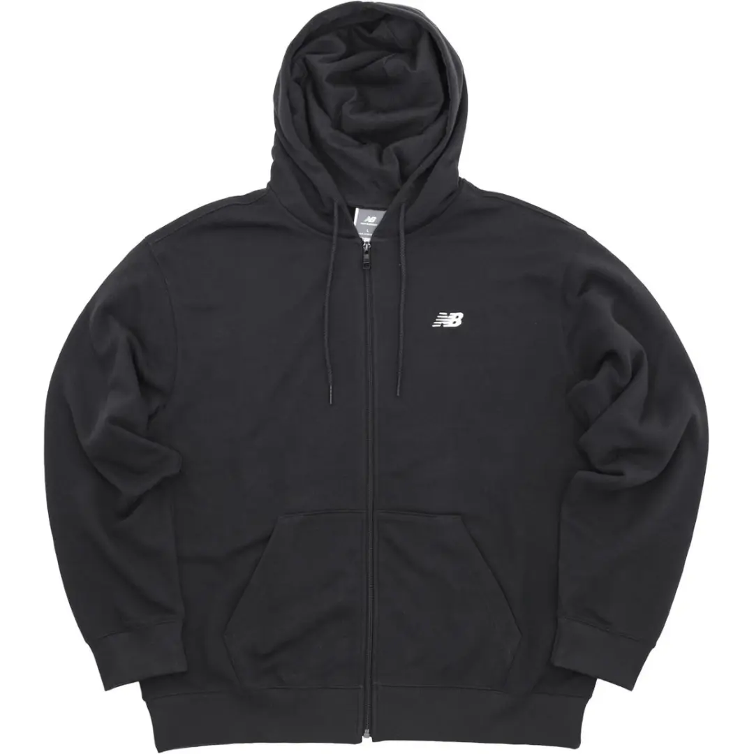 New Balance Logo Printed Zipped Drawstring Hoodie