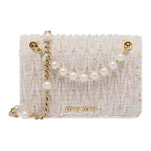 MIU MIU Fabric Pleated Bag, Crossbody Bag, Shoulder Bag Mini Women's Ivory