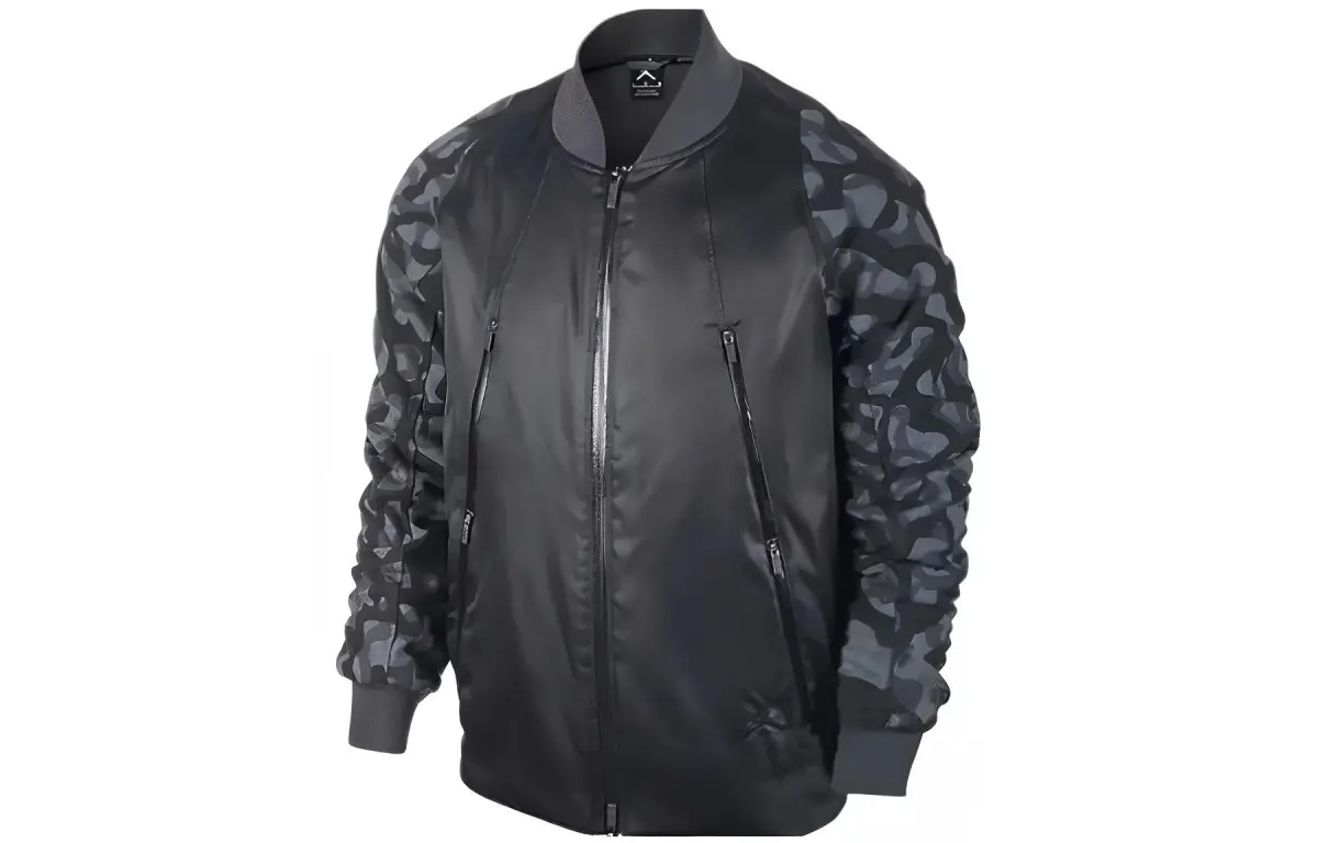 Jordan Jackets Men's Black Baseball Collar Moderate Straight Fit