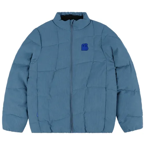 MIND ERROR Small Bird Embroidery Basic Zippers Fleece Lined Casual Puffer Jacket Unisex