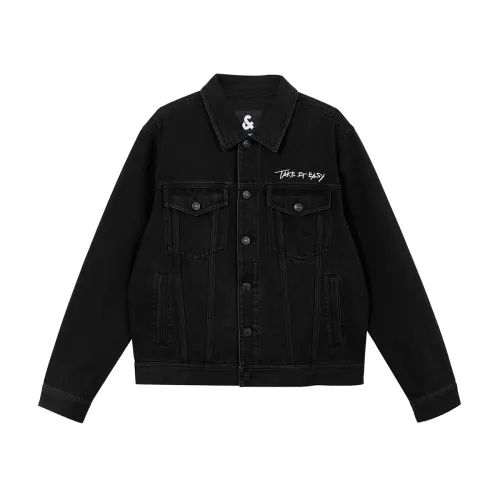 JACK JONES Jack Jones American retro texture trendy embroidered letters high street commuting personality design loose and versatile couple autumn top CLEANFIT trendy versatile denim jacket, same style for men and women