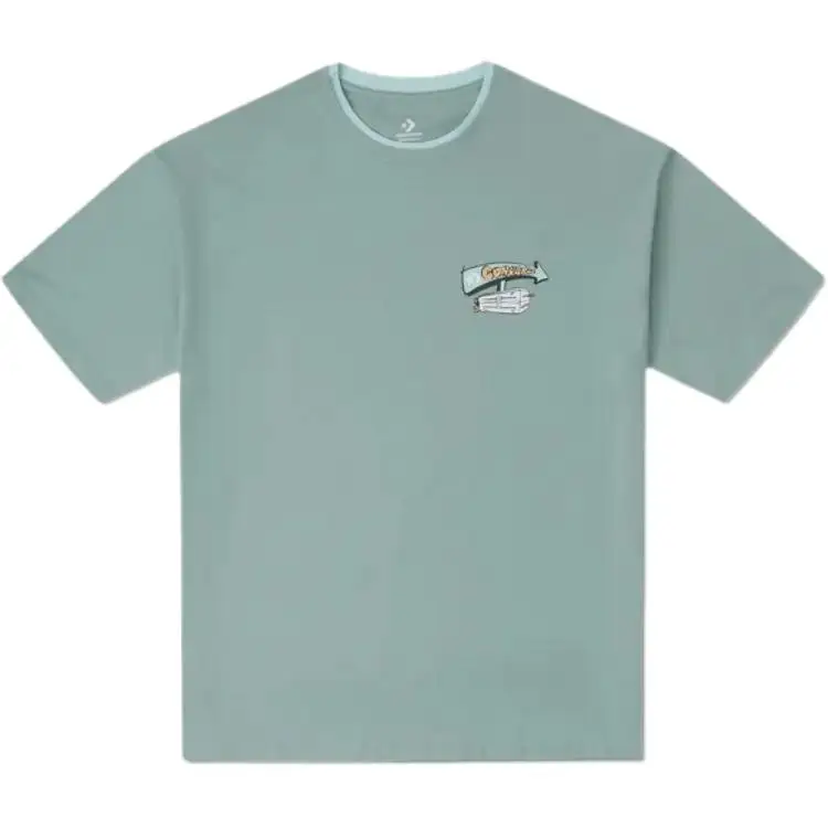 Converse T Shirts Men's Green Crew Neck Moderate Straight Fit