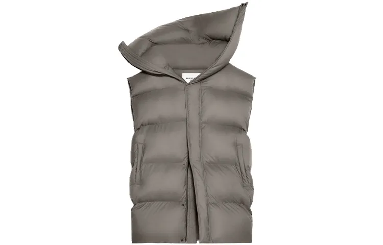 Balenciaga Down Vests Unisex Brown Stand Collar Moderate