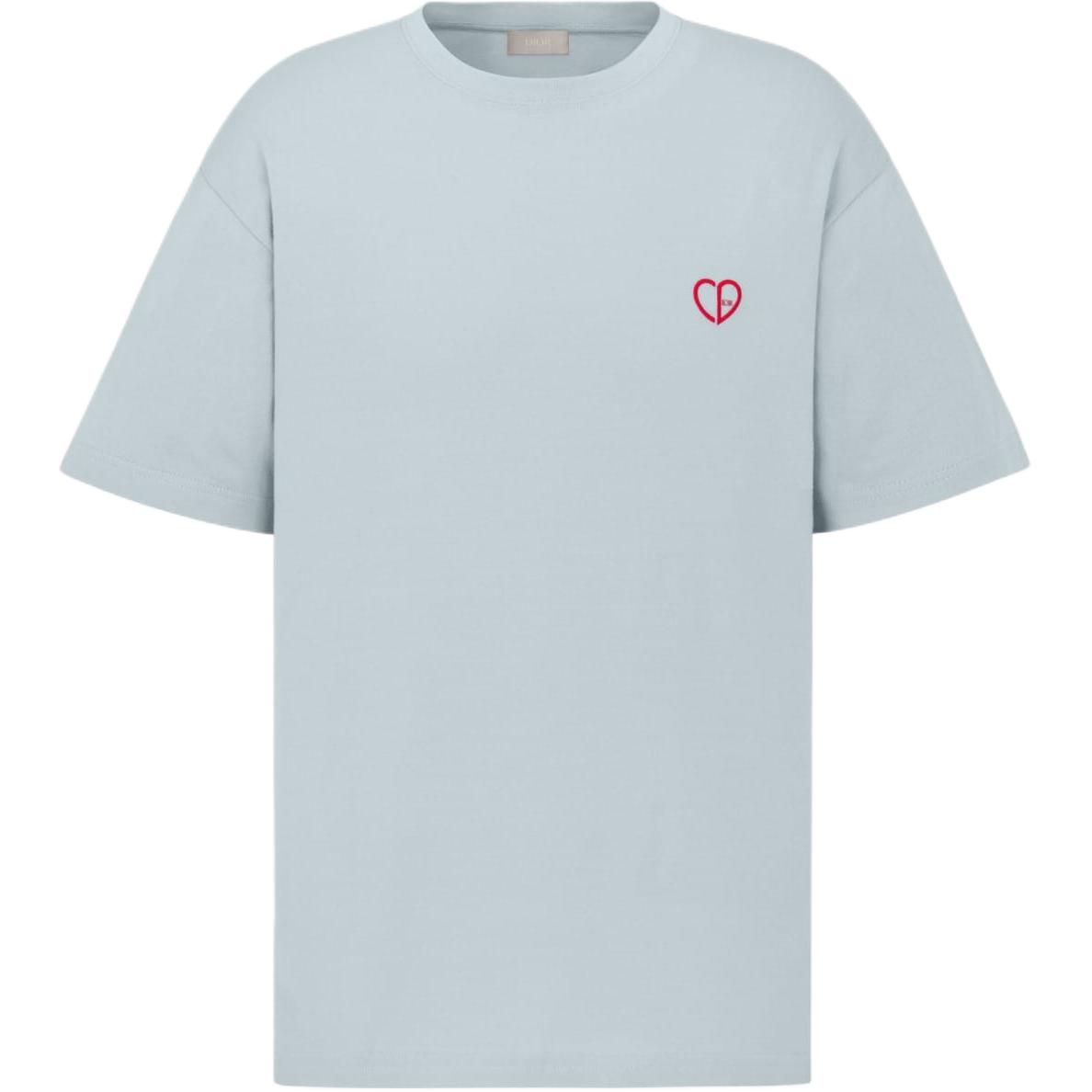 DIOR Letter Logo Emblem Crew Neck Loose Fit Short Sleeved T Shirt FW24 T Shirt Men's Blue