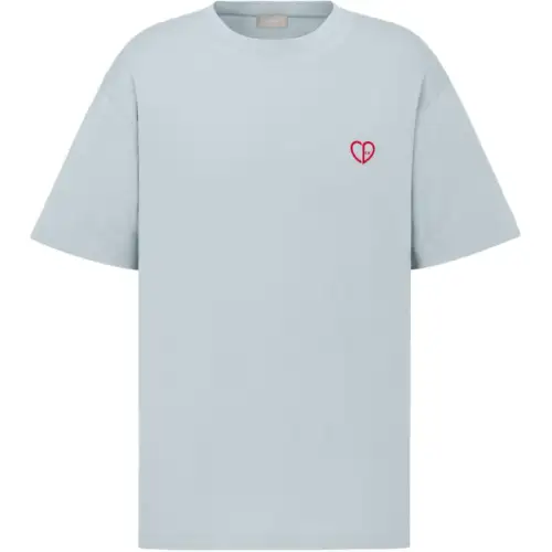 DIOR Letter Logo Emblem Crew Neck Loose Fit Short Sleeved T Shirt FW24 T Shirt Men's Blue