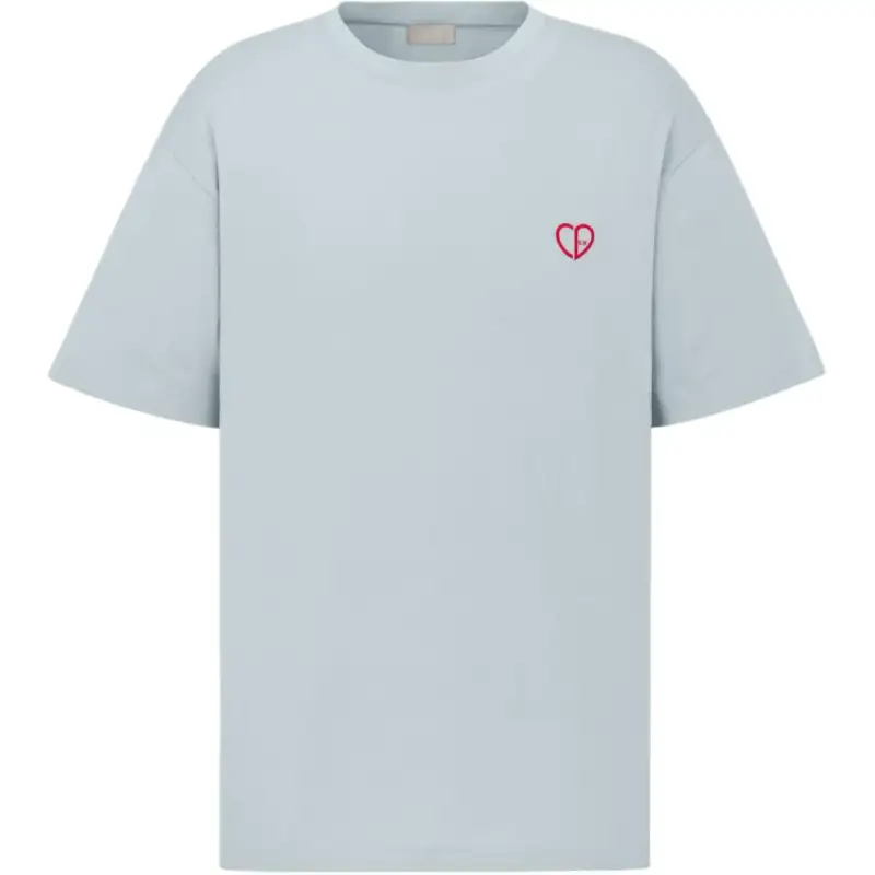 DIOR Letter Logo Emblem Crew Neck Loose Fit Short Sleeved T Shirt FW24 T Shirt Men's Blue