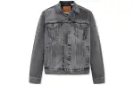Levis Denim Jackets Men's Gray Lapel Moderate Straight Fit