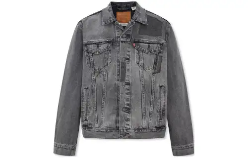 Levis Denim Jackets Men's Gray Lapel Moderate Straight Fit