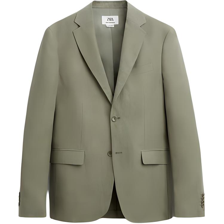 ZARA Business Suits Men's Khaki Suit Collar Moderate Business Suit