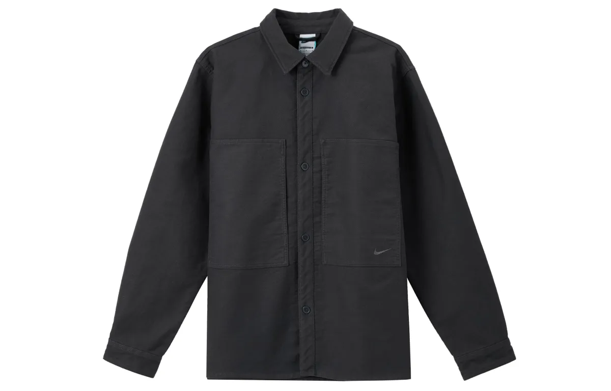 Nike Swoosh Shirts Men's Black Lapel Moderate