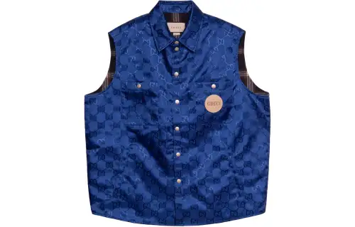 GUCCI Vests Men's Blue Lapel Moderate Other