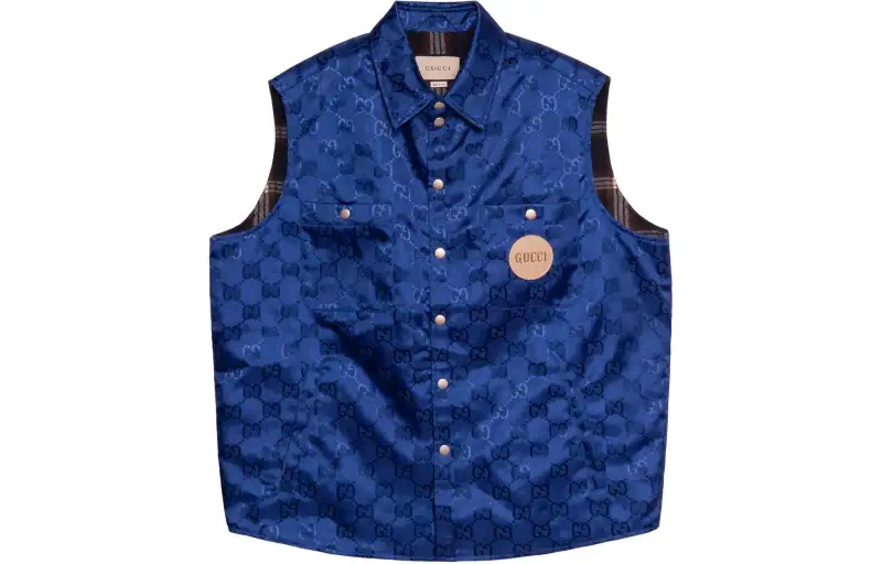 GUCCI Vests Men's Blue Lapel Moderate Other