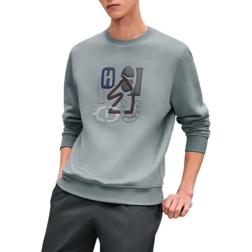 HERMES Sweatshirts Men's Gray Crew Neck Moderate