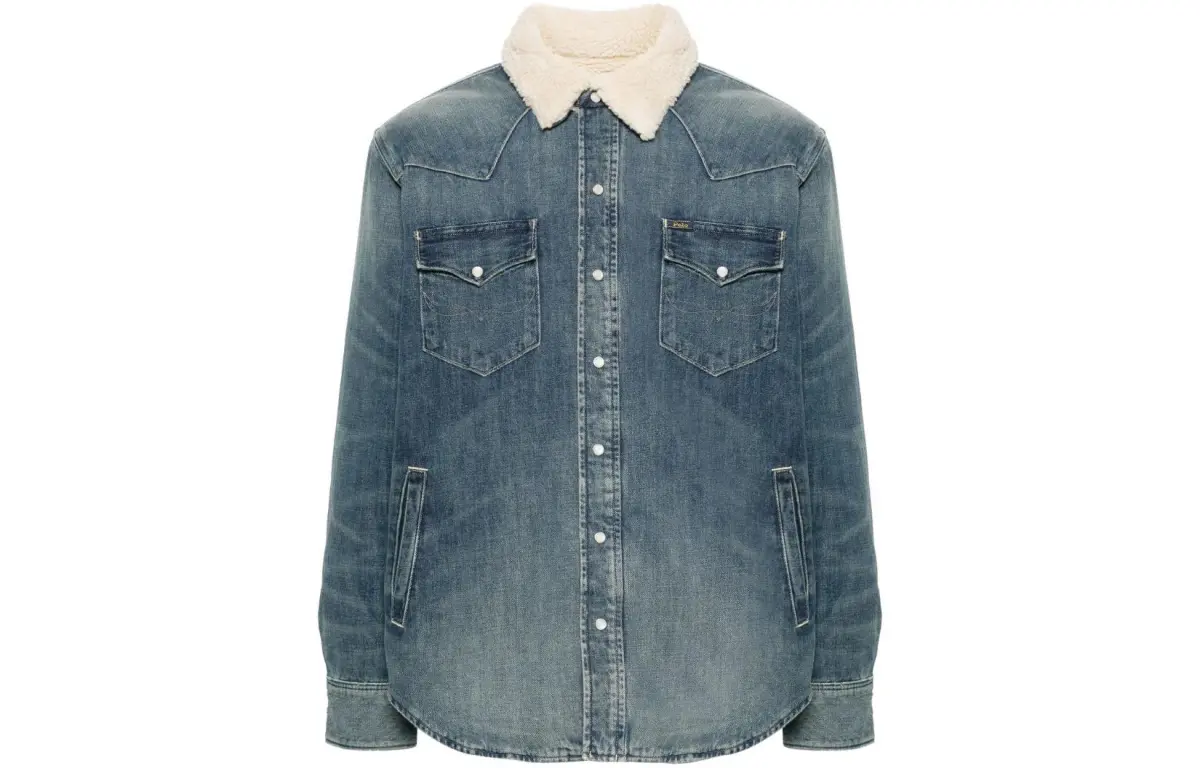 Polo Ralph Lauren Button-Up Shearling-Collar Jacket