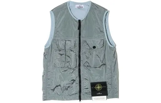 STONE ISLAND Vests Unisex Gray Crew Neck Moderate Other
