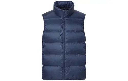 UNIQLO Down Vests Unisex Dark Blue Stand Collar Moderate Other