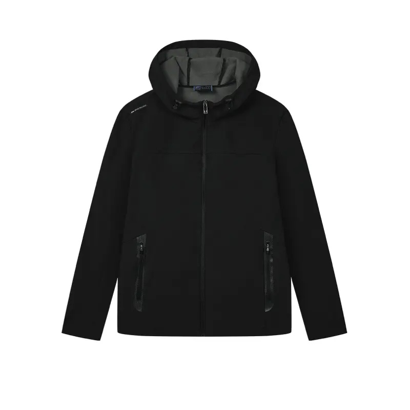 FILA BLUE Fashion Fleece Lined Thermal Hooded Woven Jackets & Coats Men's Black