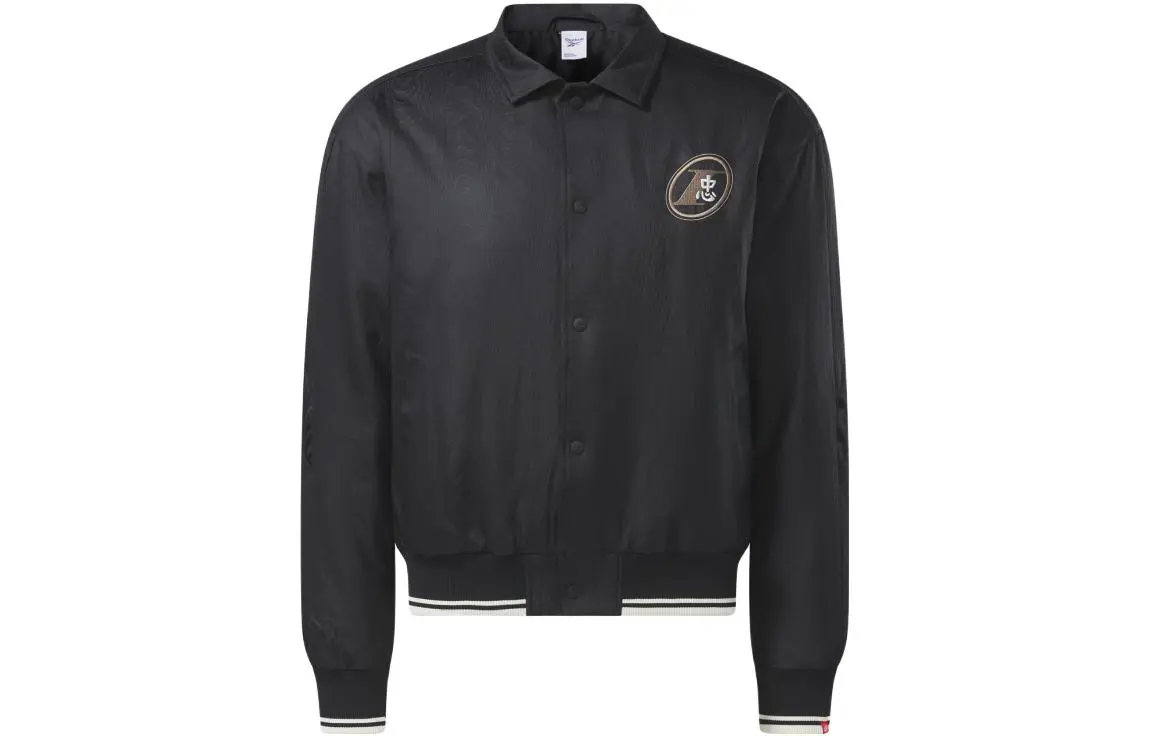 Reebok Jackets Unisex Black Lapel Moderate Straight Fit