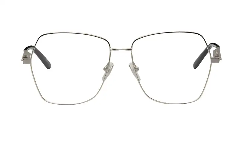 Balenciaga Metal Irregular Shape Eyeglass Frames Women's Silver
