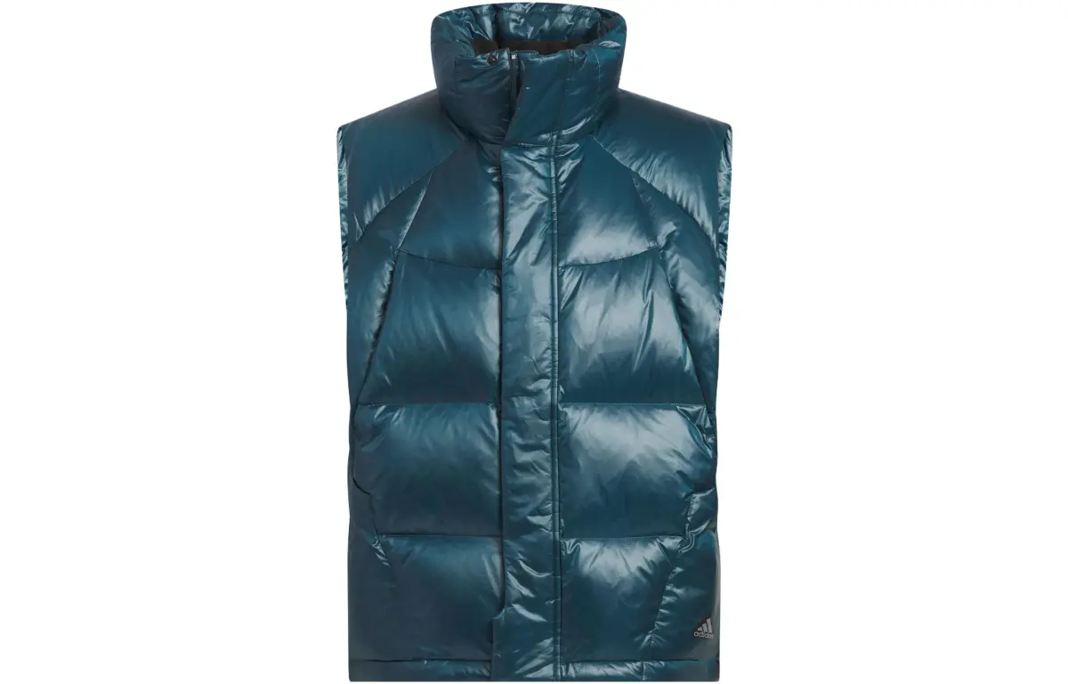 Adidas Down Vests Men's Dark Blue Stand Collar Moderate Other