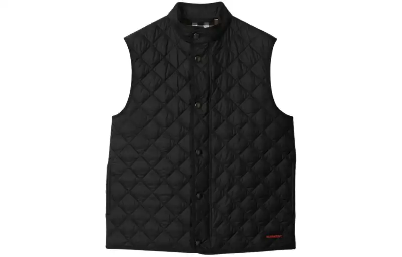 Burberry Vests Men's Black Stand Collar Moderate Other