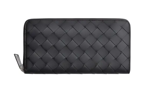 Bottega Veneta Calfskin Wallet Men's Black & Grass Green