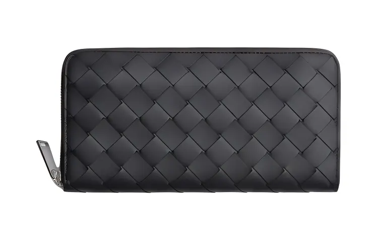Bottega Veneta Calfskin Wallet Men's Black & Grass Green