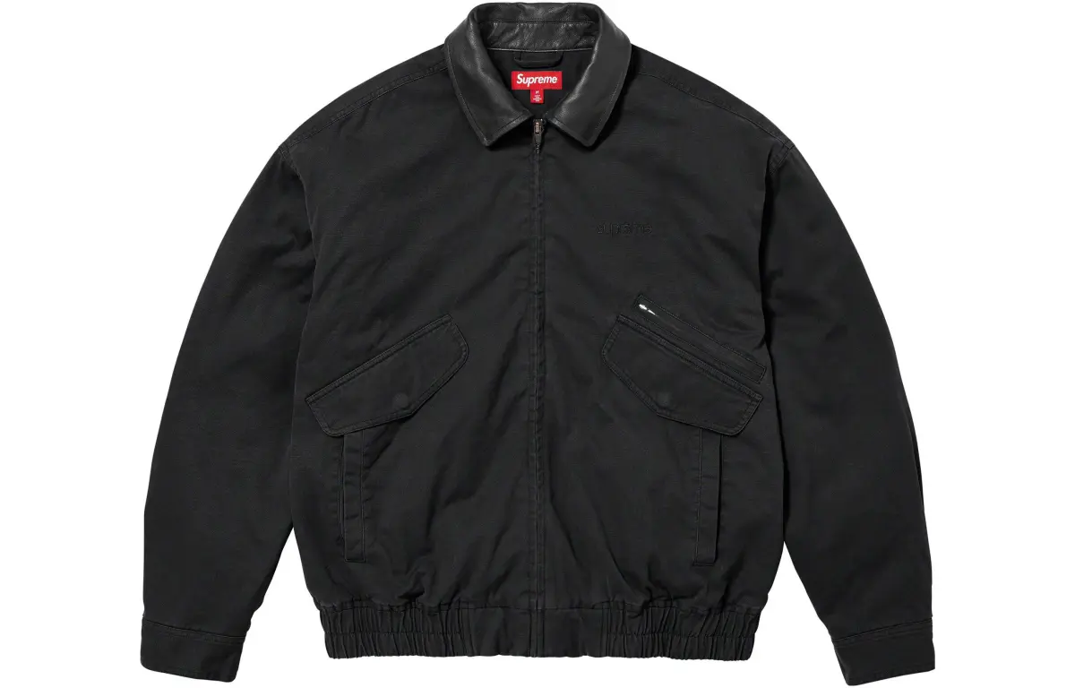 Supreme Leather Collar Utility Jacket