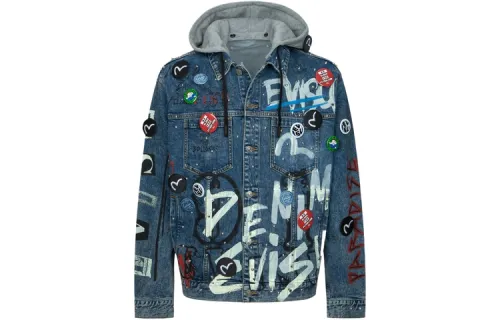 EVISU Denim Jackets Men's Denim Blue Hooded Moderate Other