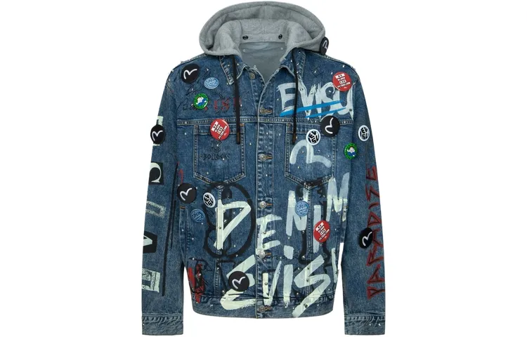 EVISU Denim Jackets Men's Denim Blue Hooded Moderate Other
