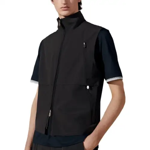 HERMES Vests Men's Black Stand Collar Moderate Other