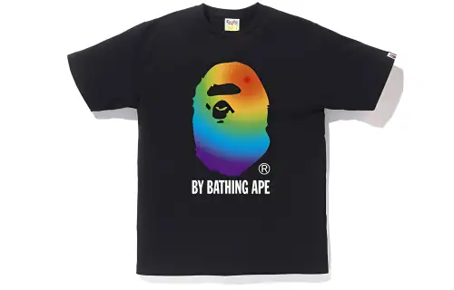 Bape A BATHING APE Rainbow Big Ape Head Tee