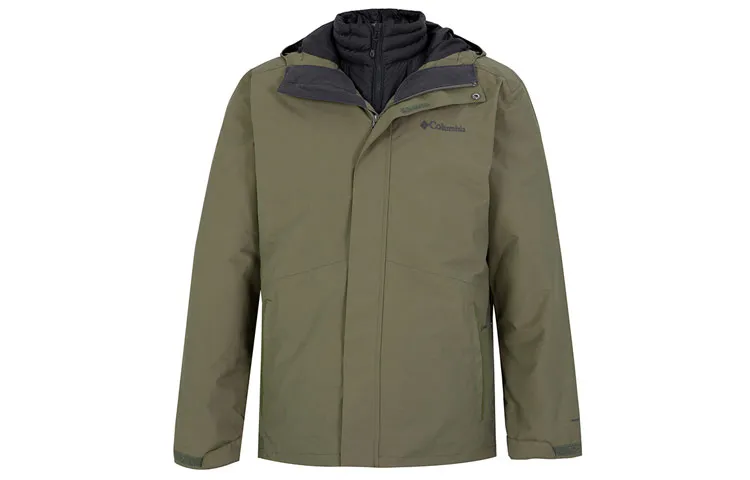Columbia Down Jackets Men's Army Green Hooded Moderate Other