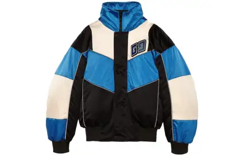 GUCCI Jackets Men's Black Blue Stand Collar Moderate Other