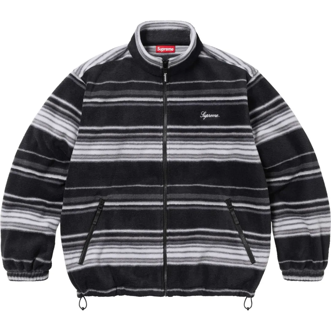 Supreme Stripe Zip Up Fleece Jacket